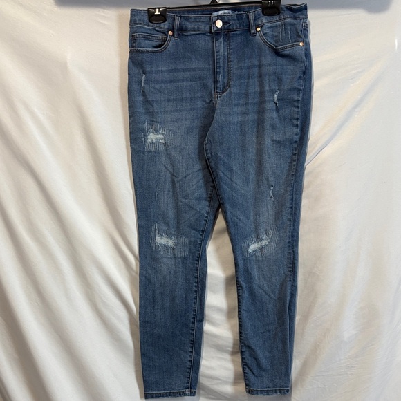 JustFab Denim - JustFab Distressed Skinny Blue Jeans